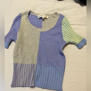 Retro Funky Cropped T-Shirt Purple Green BNWOT